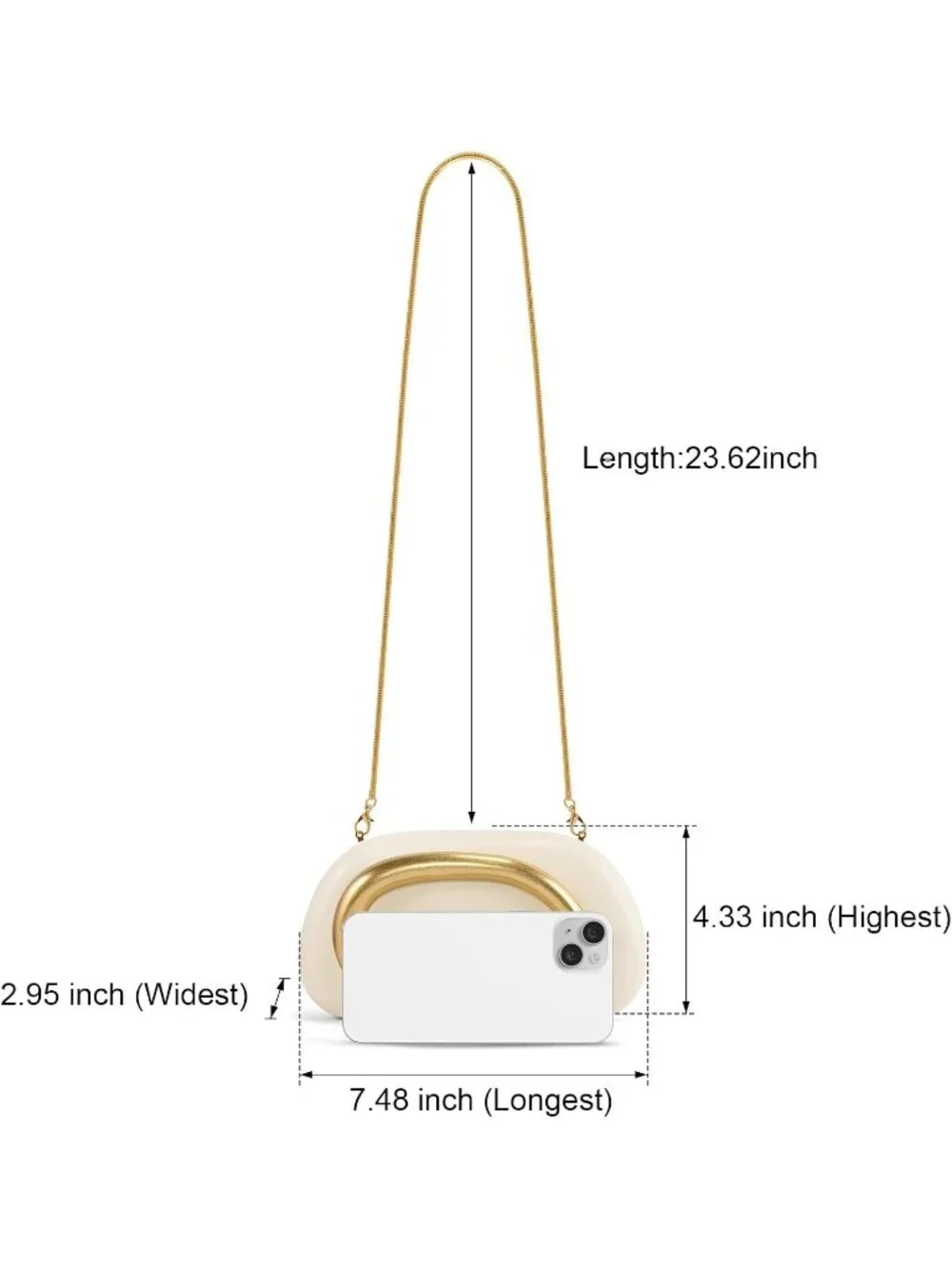 👜Women's Leather Nude Acrylic Clutch Gold Handle Evening Bag Party